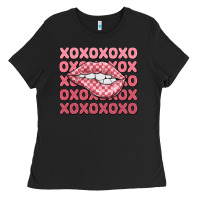Black xoxo checker lips Ladies Tee - MaliasSmallBusiness