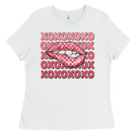 White xoxo checker lips Ladies Tee - MaliasSmallBusiness