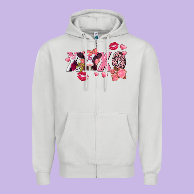 Xoxo Baby Cow Valentine's Day Zipper Hoodie Designed By Fadigitalartstudio