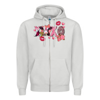Dove Grey Xoxo baby Cow Valentine's Day Zipper Hoodie - FaDigitalArtStudio