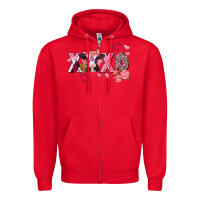 Red Xoxo baby Cow Valentine's Day Zipper Hoodie - FaDigitalArtStudio