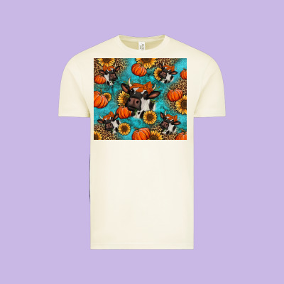 Autumn Pumpkins Holstein Cow Vintage Tee Designed By Jasminsmagicworld