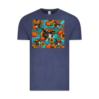 Vintage Denim autumn pumpkins holstein cow Vintage Tee - Jasminsmagicworld