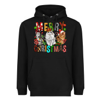 Black Merry christmas cats Heavyweight Hoodie - FaDigitalArtStudio
