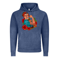 Vintage Denim hispanic strong woman with roses Vintage Hoodie - Jasminsmagicworld