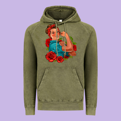 Hispanic Strong Woman With Roses Vintage Hoodie Designed By Jasminsmagicworld