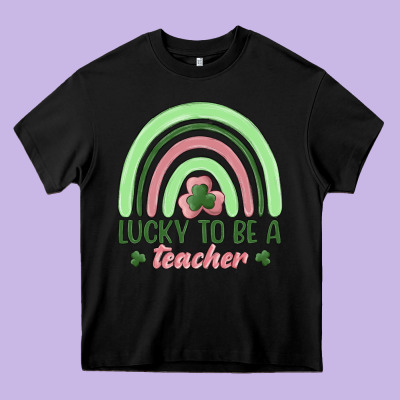Lucky To Be A Teacher Heavy Core Tee Designed By Maliassmallbusiness