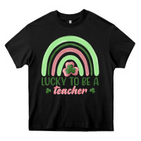 Black lucky to be a teacher Heavy Core Tee - MaliasSmallBusiness