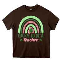 Chocolate Brown lucky to be a teacher Heavy Core Tee - MaliasSmallBusiness