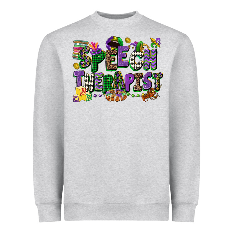 Speech Therapist Mardi Gras Cowgirl Heavyweight Sweatshirt by CowGirlArtShop | Teevron