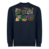 Navy speech therapist mardi gras cowgirl Heavyweight Sweatshirt - CowGirlArtShop