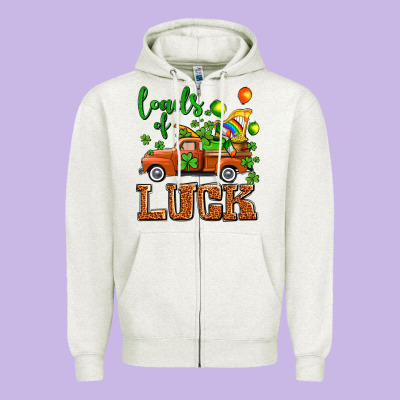 St. Patrick's Day Loads Of Truck Zipper Hoodie Designed By Oliviacreatesart
