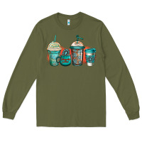 Army Green turquoise junkie coffee cups Long Sleeve Tee - Jasminsmagicworld