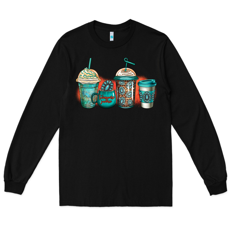 Turquoise Junkie Coffee Cups Long Sleeve Tee by Jasminsmagicworld | Teevron