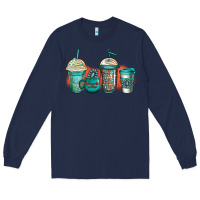 Navy turquoise junkie coffee cups Long Sleeve Tee - Jasminsmagicworld