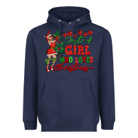 Navy Just A Girl Who Loves Christmas Heavyweight Hoodie - FaDigitalArtStudio