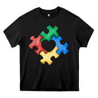 Black autism puzzle Heavy Core Tee - MaliasSmallBusiness