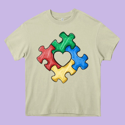 Autism Puzzle Heavy Core Tee Designed By Maliassmallbusiness