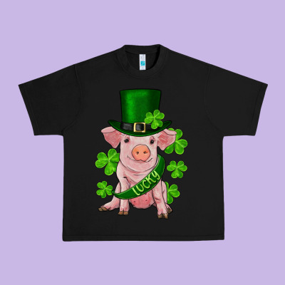 St. Patrick's Day Lucky Baby Pig Urban Heavy Tee Designed By Ranaportraitstore