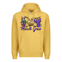 Antique Gold Peace love crawfish Mardi Gras skeleton hand Premium Hoodie - FaDigitalArtStudio