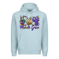 Blue Mist Peace love crawfish Mardi Gras skeleton hand Premium Hoodie - FaDigitalArtStudio