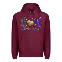 Burgundy Peace love crawfish Mardi Gras skeleton hand Premium Hoodie - FaDigitalArtStudio