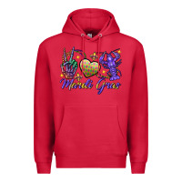 Cardinal Peace love crawfish Mardi Gras skeleton hand Premium Hoodie - FaDigitalArtStudio