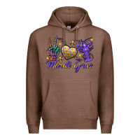 Chestnut Peace love crawfish Mardi Gras skeleton hand Premium Hoodie - FaDigitalArtStudio