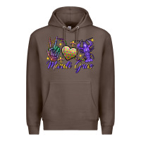 Coffee Peace love crawfish Mardi Gras skeleton hand Premium Hoodie - FaDigitalArtStudio