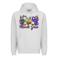 Peace Love Crawfish Mardi Gras Skeleton Hand Premium Hoodie | Teevron