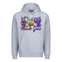 Heather Grey Peace love crawfish Mardi Gras skeleton hand Premium Hoodie - FaDigitalArtStudio