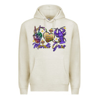 Oatmeal Heather Peace love crawfish Mardi Gras skeleton hand Premium Hoodie - FaDigitalArtStudio