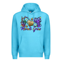 Ocean Blue Peace love crawfish Mardi Gras skeleton hand Premium Hoodie - FaDigitalArtStudio
