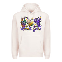 Pale Pink Peace love crawfish Mardi Gras skeleton hand Premium Hoodie - FaDigitalArtStudio