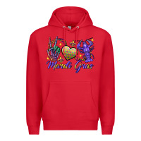 Red Peace love crawfish Mardi Gras skeleton hand Premium Hoodie - FaDigitalArtStudio