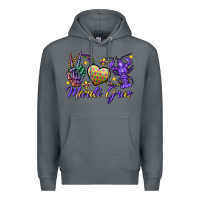 Rock Peace love crawfish Mardi Gras skeleton hand Premium Hoodie - FaDigitalArtStudio