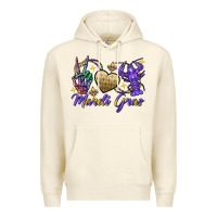 Sandshell Peace love crawfish Mardi Gras skeleton hand Premium Hoodie - FaDigitalArtStudio