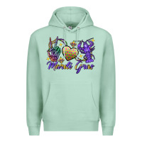 Seafoam Peace love crawfish Mardi Gras skeleton hand Premium Hoodie - FaDigitalArtStudio