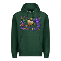 Sports Green Peace love crawfish Mardi Gras skeleton hand Premium Hoodie - FaDigitalArtStudio