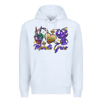 White Peace love crawfish Mardi Gras skeleton hand Premium Hoodie - FaDigitalArtStudio