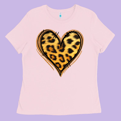 Gold Glitter Leopard Heart Ladies Tee Designed By Jasminsmagicworld