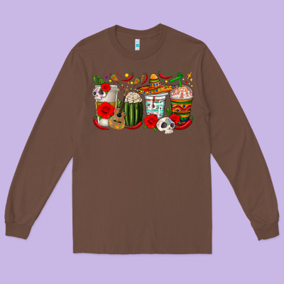 Hispanic Heritage Month Coffee Cups Long Sleeve Tee Designed By Texasbilliewilder