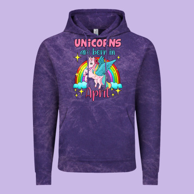 Unicorns Are Born In April Vintage Hoodie Designed By Jasminsmagicworld
