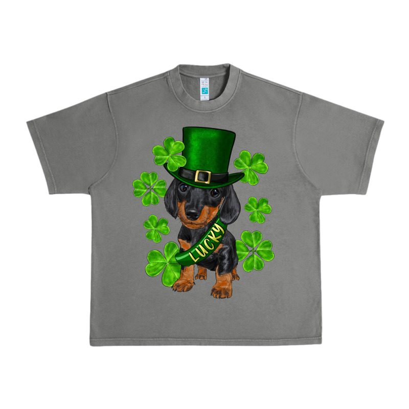 St. Patrick's Day Lucky Dachshund Puppy Urban Heavy Tee by RanaPortraitStore | Teevron