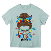 Arona messy bun autism mom Heavy Core Tee - MaliasSmallBusiness