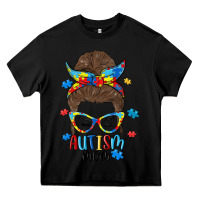 Black messy bun autism mom Heavy Core Tee - MaliasSmallBusiness
