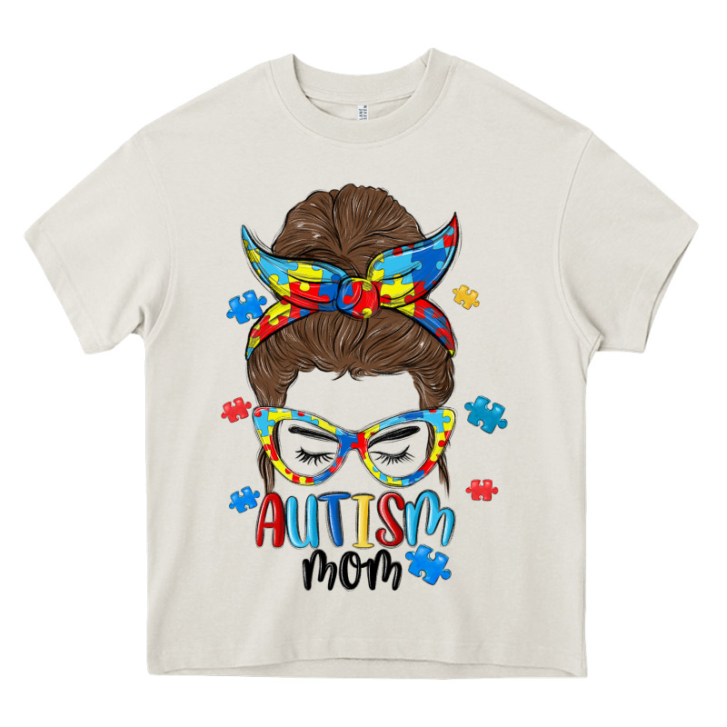 Messy Bun Autism Mom Heavy Core Tee by MaliasSmallBusiness | Teevron