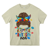 Mossy messy bun autism mom Heavy Core Tee - MaliasSmallBusiness