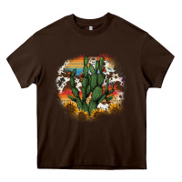 Chocolate Brown cowhide aztec sunflowers cactus Heavy Core Tee - AdoDesignShop
