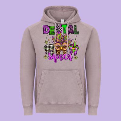 Dental Squad Mardi Gras Teeth Vintage Hoodie Designed By Jasminsmagicworld